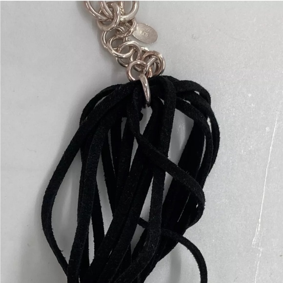 Silpada Village Black Suede Multi Strand Sterling Silver Disc Pendant Necklace - Picture 6 of 12